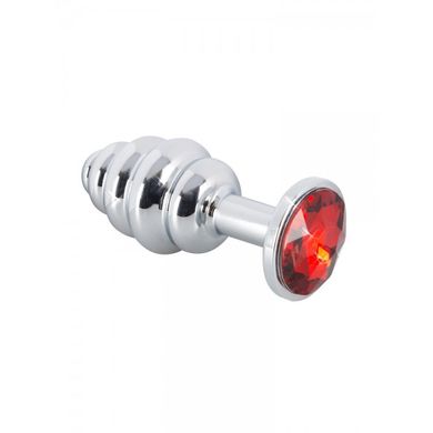 Butt Jewellery: Aluminiumplug mit Kristall, silber/rot