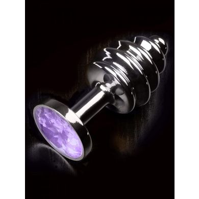 Dolce Piccante Jewellery Small Ribbed: Edelstahl-Analplug, silber/flieder