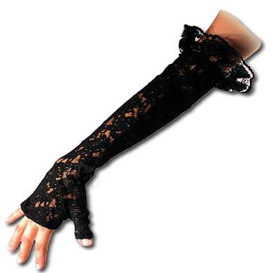 Armstulpen aus Spitze, mit Rüsche